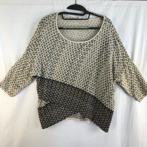Anthropologie Black and Cream Patterned Sweater